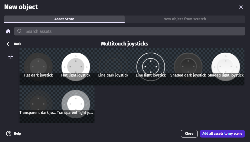 Multitouch Joysticks asset pack